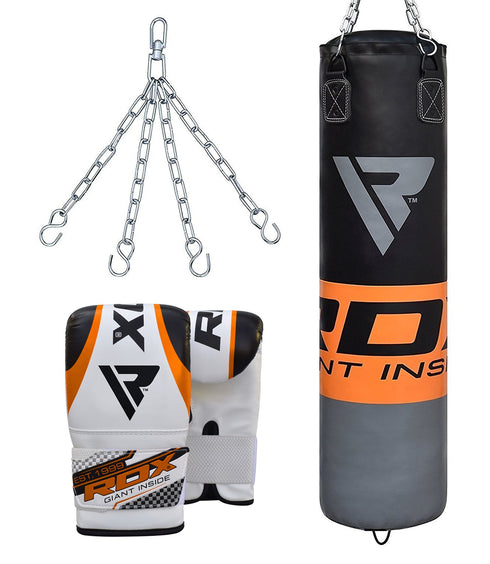 RDX F12 FILLED ORANGE PUNCH BAG & BAG GLOVES-1